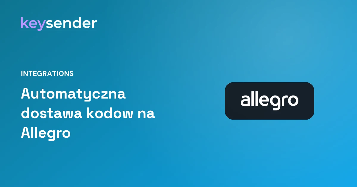 Logo Allegro na gradiencie Keysender, przedstawiajace automatyczna sprzedaz i dostawe produktow cyfrowych na Allegro