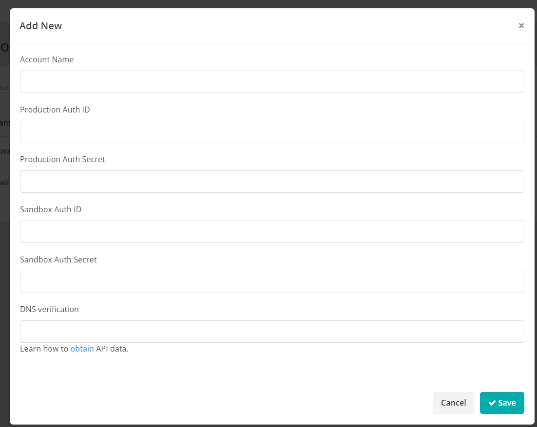 DNS verification field in Keysender