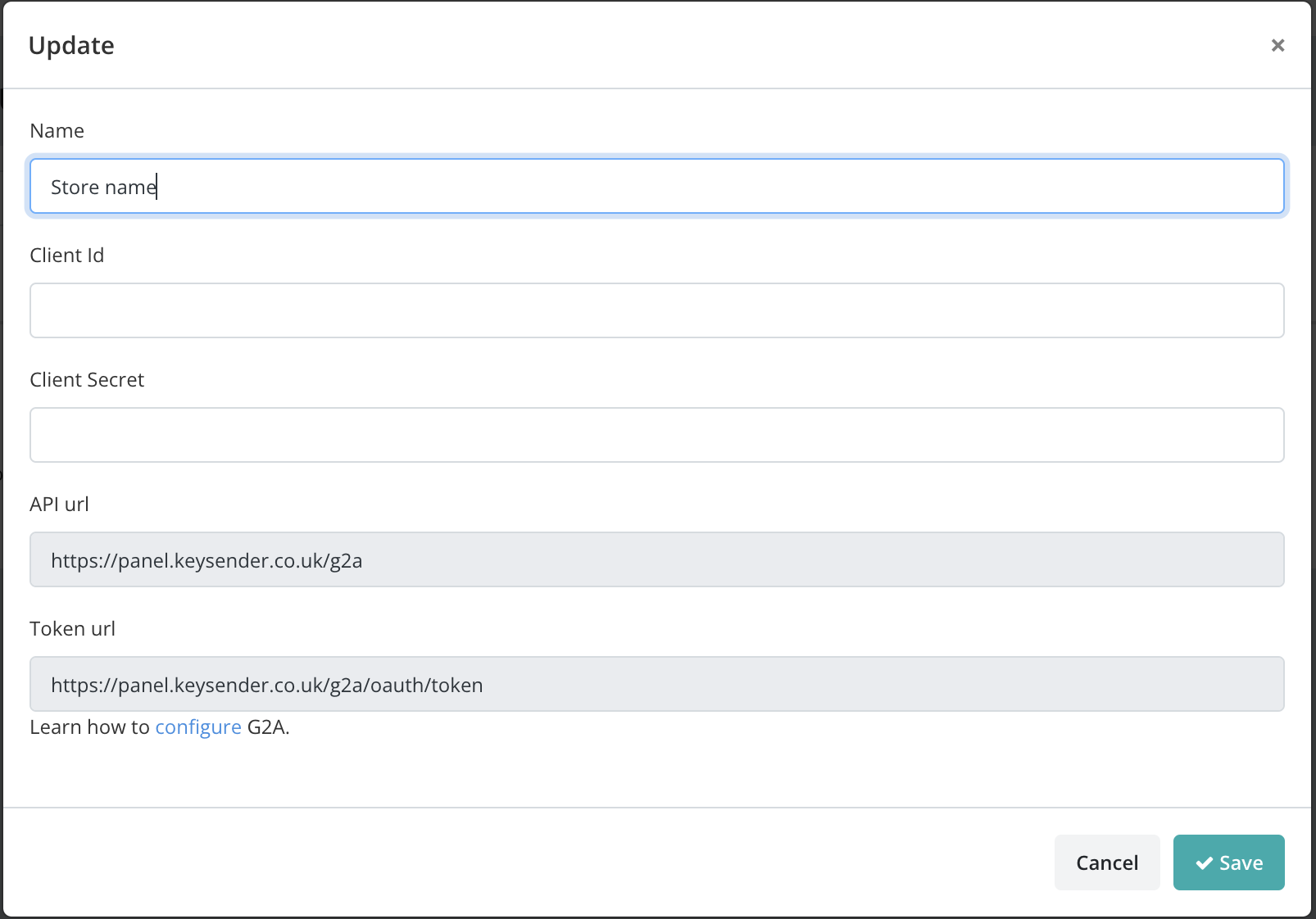 在 Keysender 中添加 G2A 集成