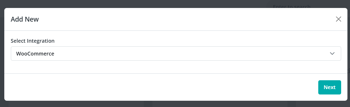 WooCommerce affiché dans la barre latérale Keysender après l'ajout de l'intégration
