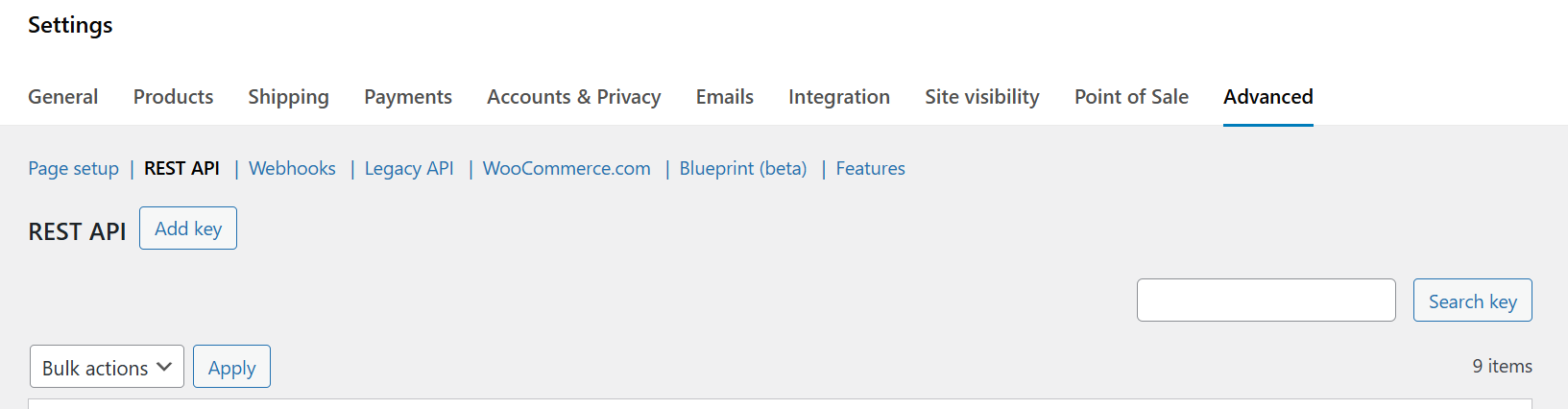 Création d'une clé REST API WooCommerce avec permissions Read/Write