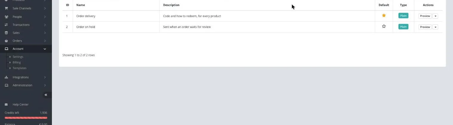 Templates page with the Add new button